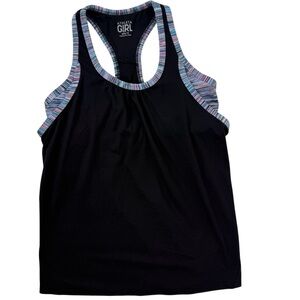 Athleta Girl Black Racerback Tank with Built in Sports Bra M